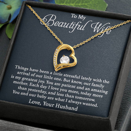 To My Beautiful Wife Necklace - Romantic Gift For Wives - Perfect For Anniversaries, Birthdays Or Special Occasions - Gifts For Her - Forever Love Necklace