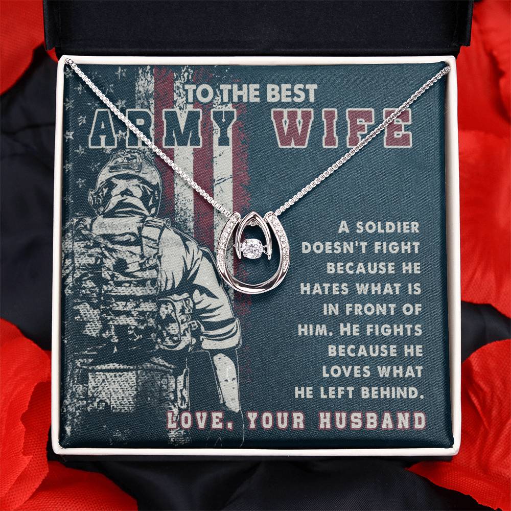 Gift for Army Wife - Heartfelt Jewelry from Husband for Birthday, Anniversary, Valentine’s Day, Christmas - Lucky In Love Necklace