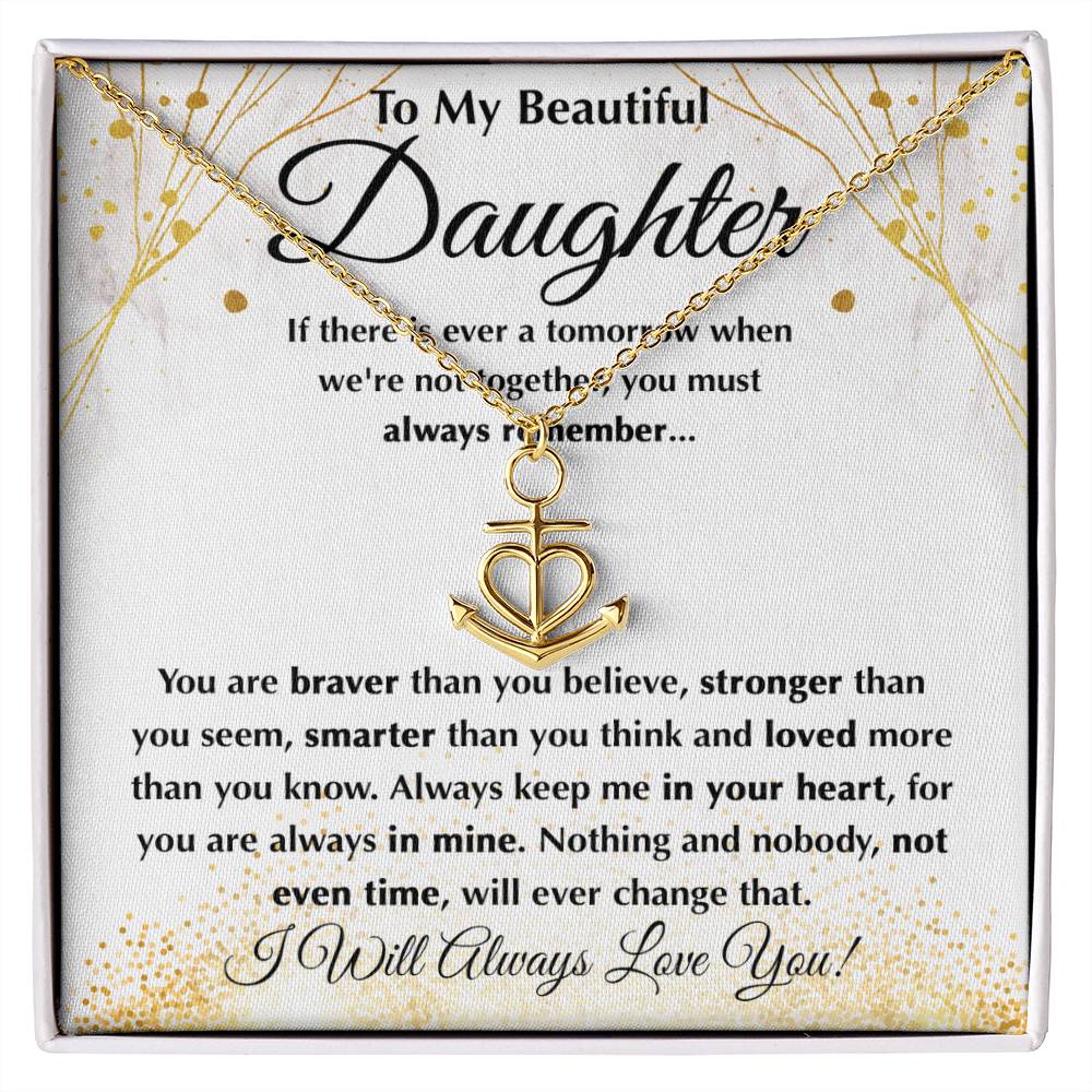 To My Daughter Necklace – Daughter Graduation & Birthday Present – Anchor Pendant Necklace