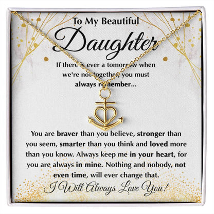 To My Daughter Necklace – Daughter Graduation & Birthday Present – Anchor Pendant Necklace