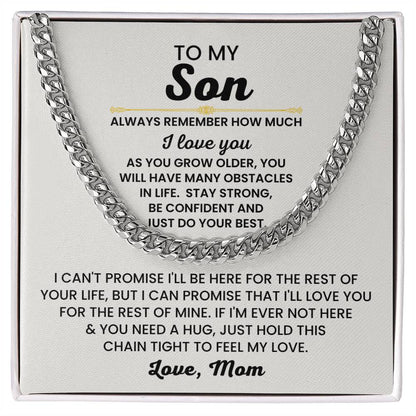 To My Son Necklace - Always remember how much I love you - Cuban Link Chain Gift for Son