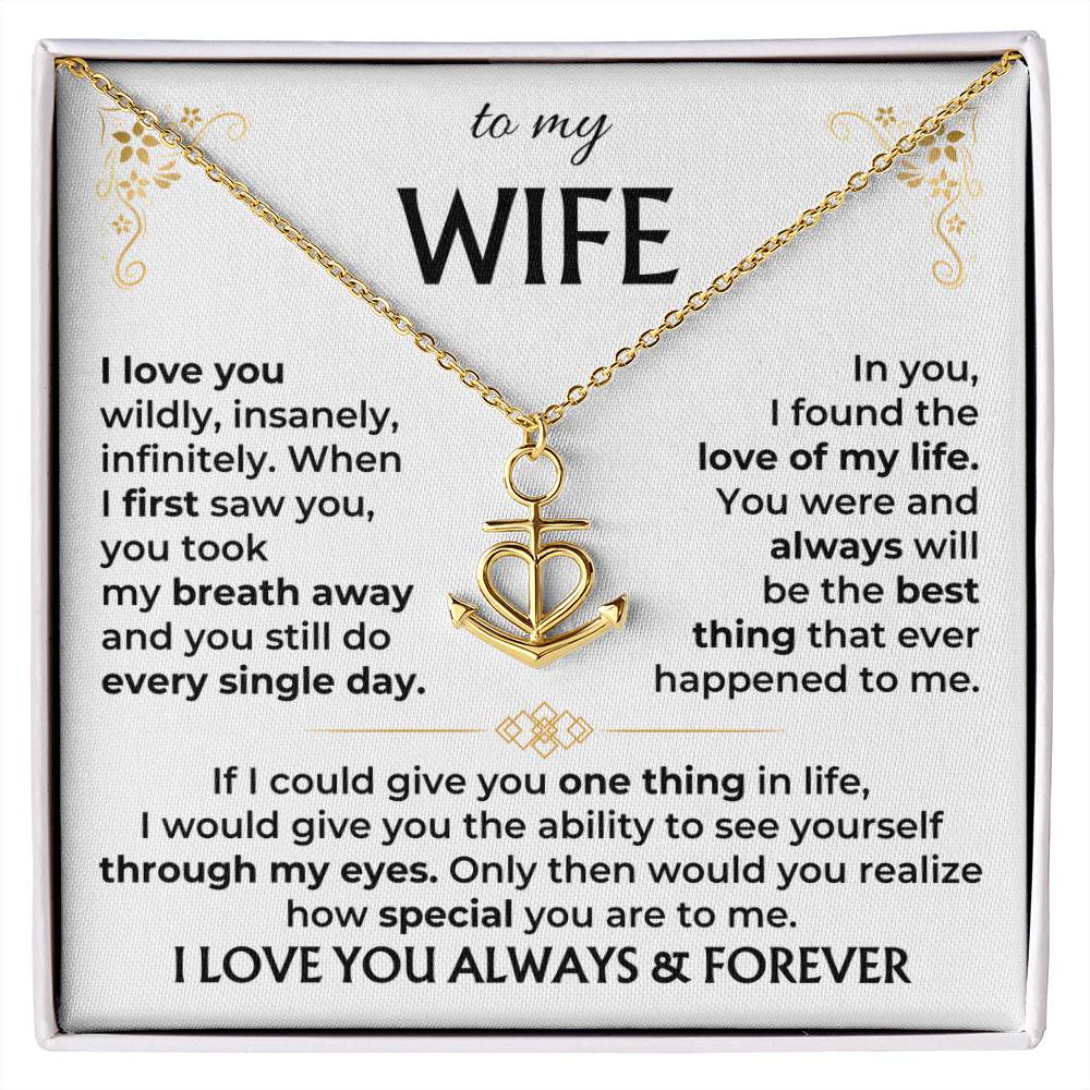 To My Beautiful Wife - Meaningful Jewelry Gift from Husband for Birthday, Valentine’s Day & Anniversary - Anchor Pendant Necklace