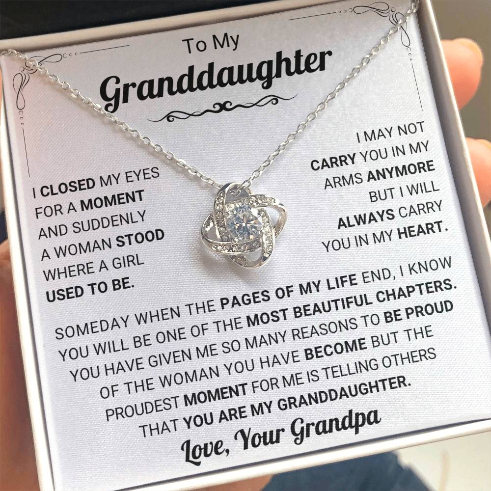 To My Granddaughter Necklace – Bestseller Granddaughter Gift: Birthday Graduation – Love Knot Necklace