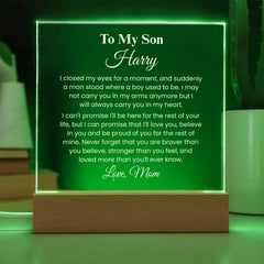 Custom Engraved Acrylic Gift for Son, Inspirational Quote Plaque, Special Occasion Present, To My Son