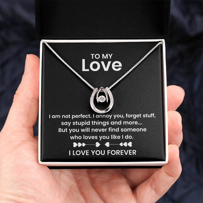 To My Wife Necklace - Romantic Everyday Jewelry Gift from Husband for Birthday, Valentine’s Day & Just Because - Lucky In Love Necklace