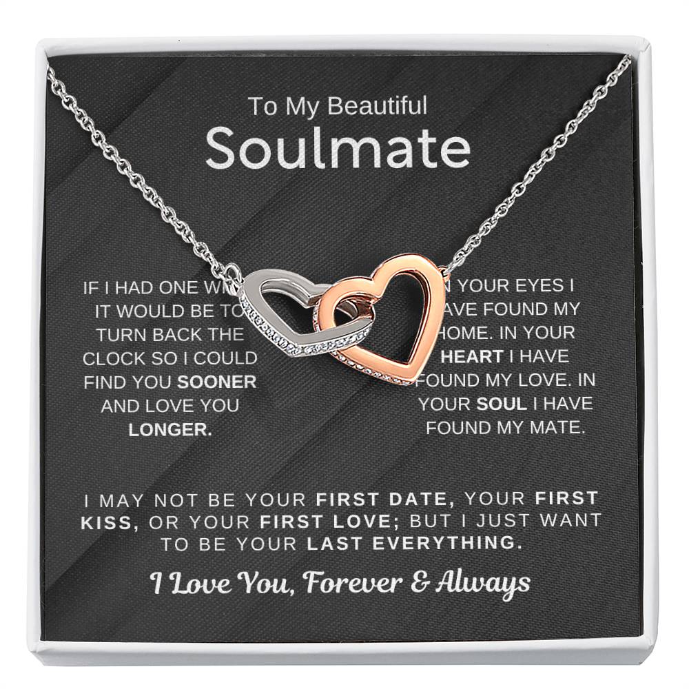 To My Beautiful Soulmate Necklace - Soulmate Necklace Gift for Surprises & Love Moments - Interlocking Hearts Necklace