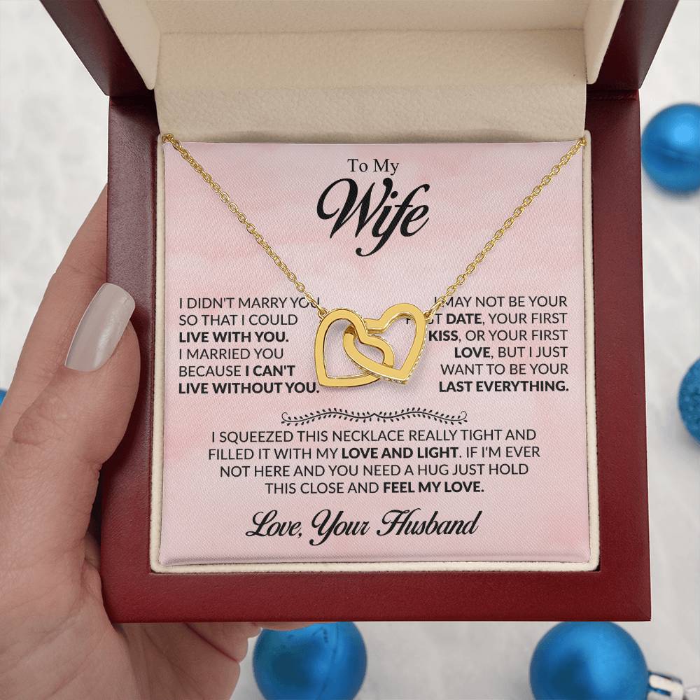 To My Wife Necklace - Emotional Husband-to-Wife Gift for Anniversary, Birthday & Valentine’s Day - Interlocking Hearts Necklace