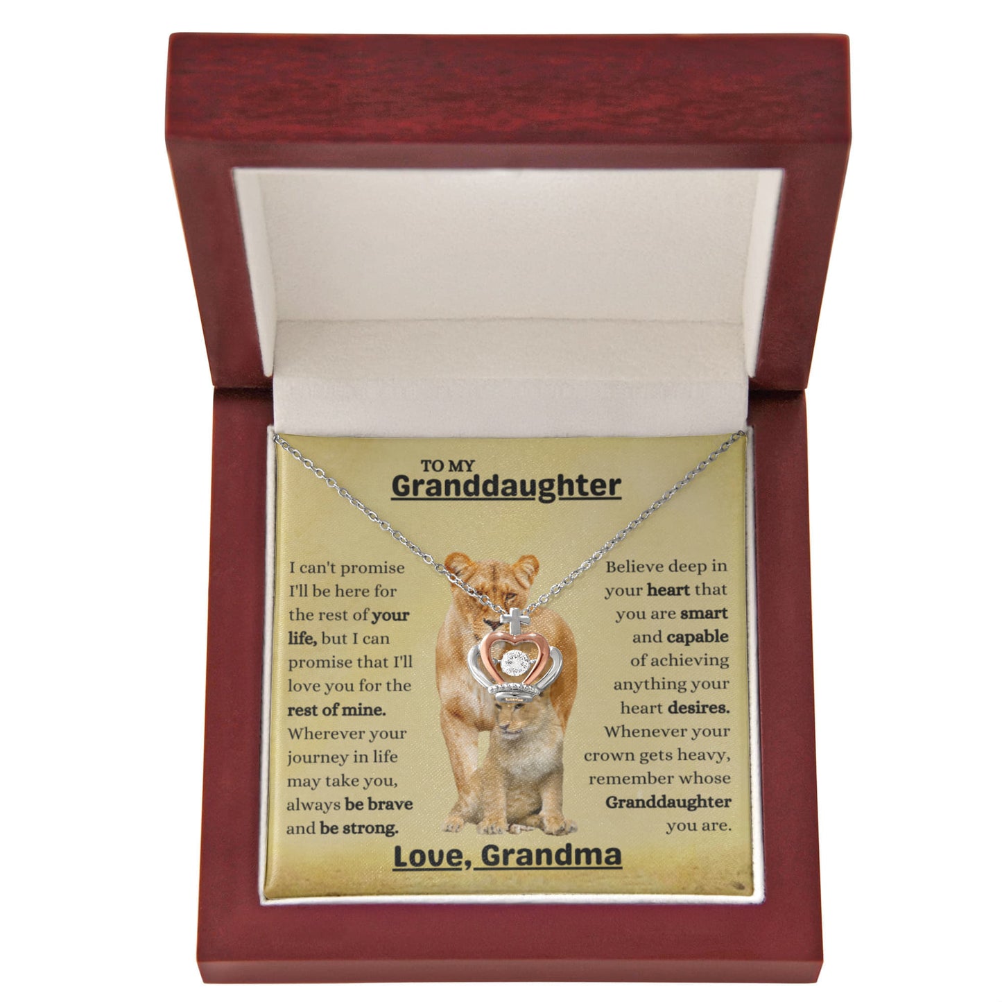 To My Granddaughter Necklace – Christmas Birthday Gift for Granddaughter from Grandma – Crown Pendant Necklace