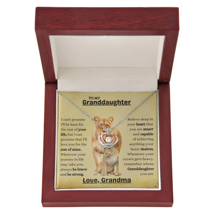 To My Granddaughter Necklace – Christmas Birthday Gift for Granddaughter from Grandma – Crown Pendant Necklace