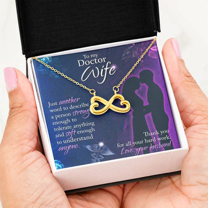 To My Beautiful Doctor Wife Necklace - Husband to Wife Jewelry for Romantic Valentine’s Day, Birthday & Anniversary Gifts - Endless Love Necklace
