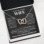To My Wife Necklace - Beautiful Wife Gift from Husband for Birthday, Anniversary & Valentine’s Day - Interlocking Hearts Necklace