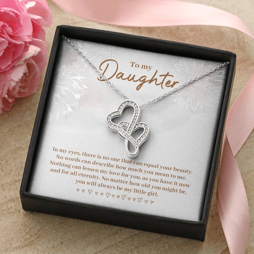 To My Daughter Necklace – Graduation Birthday Gift Idea for Daughter – Heart-to-heart Pendant Necklace