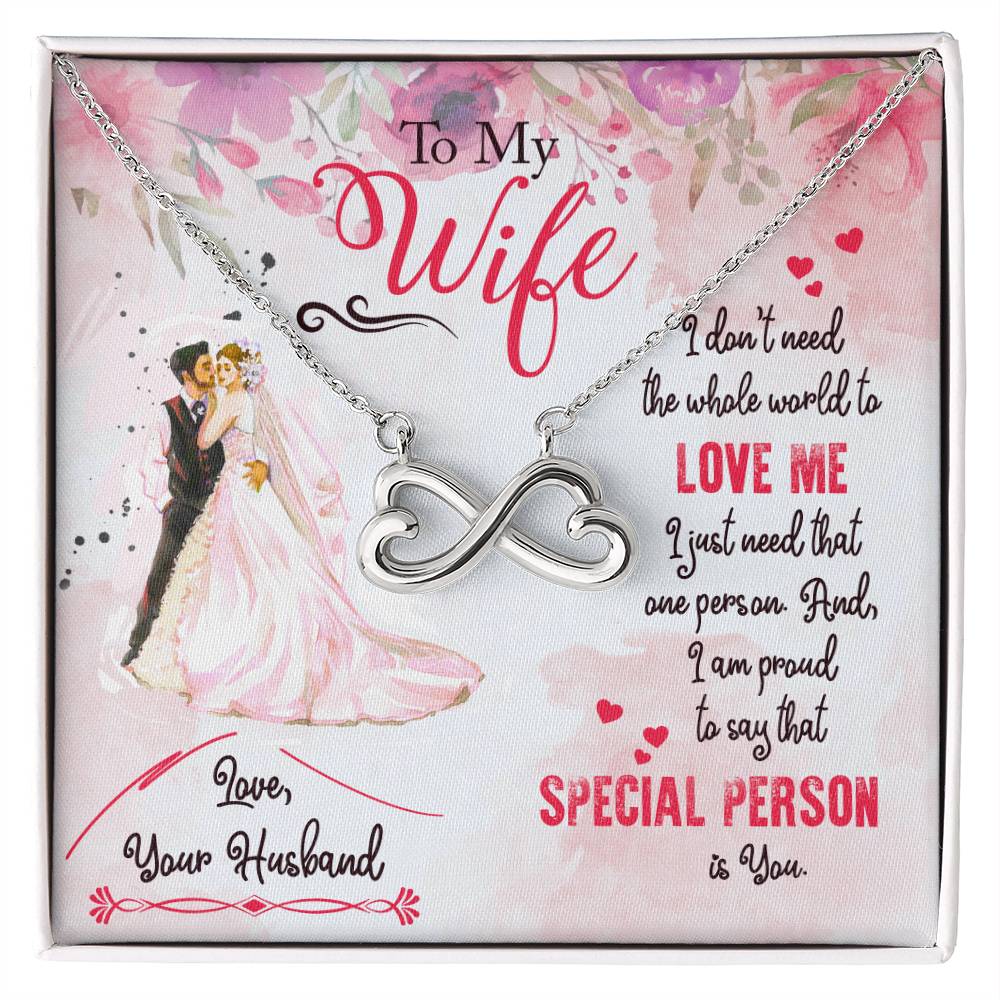 To My Wife Necklace - Sweetest Gift for Wife from Husband for Valentine’s Day, Anniversary & Birthday Joy - Endless Love Necklace