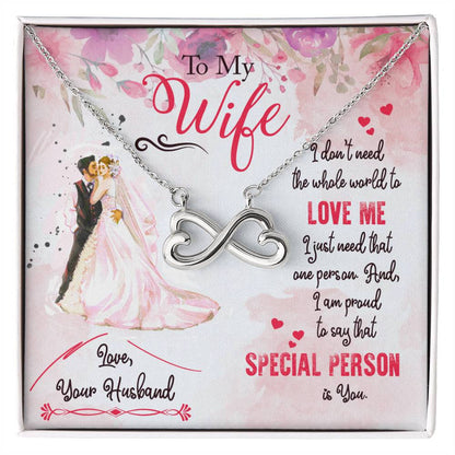 To My Wife Necklace - Sweetest Gift for Wife from Husband for Valentine’s Day, Anniversary & Birthday Joy - Endless Love Necklace