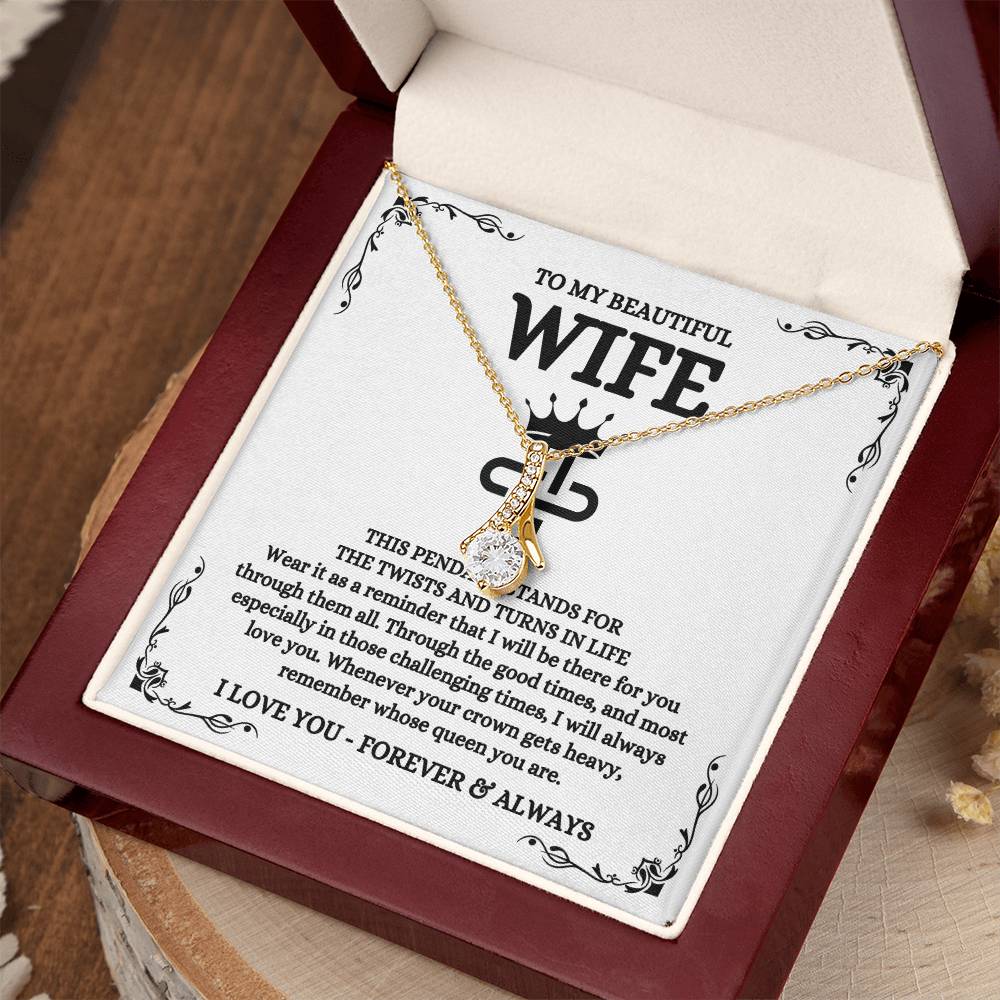 To My Beautiful Wife Necklace - Best Loving Jewelry Gift for Valentine’s Day, Anniversaries & Romantic Surprises - Alluring Beauty Necklace