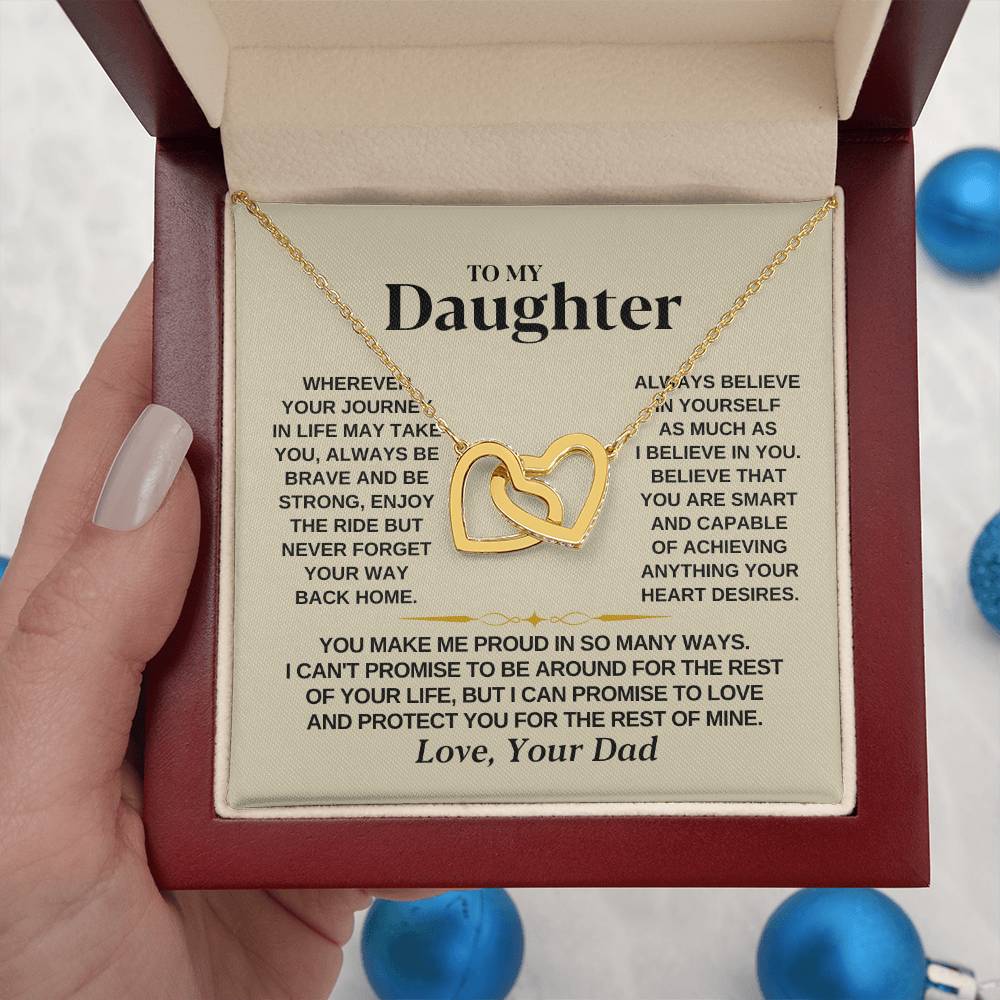 To My Beautiful Daughter Necklace - I Believe In You - Present for Daughter from Dad - Interlocking Hearts Necklace