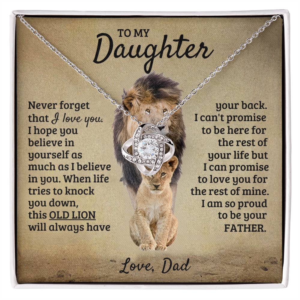 To My Daughter Necklace - Beautiful Daughter Jewelry for Birthday & Proud Dad Moments - Love Knot Necklace