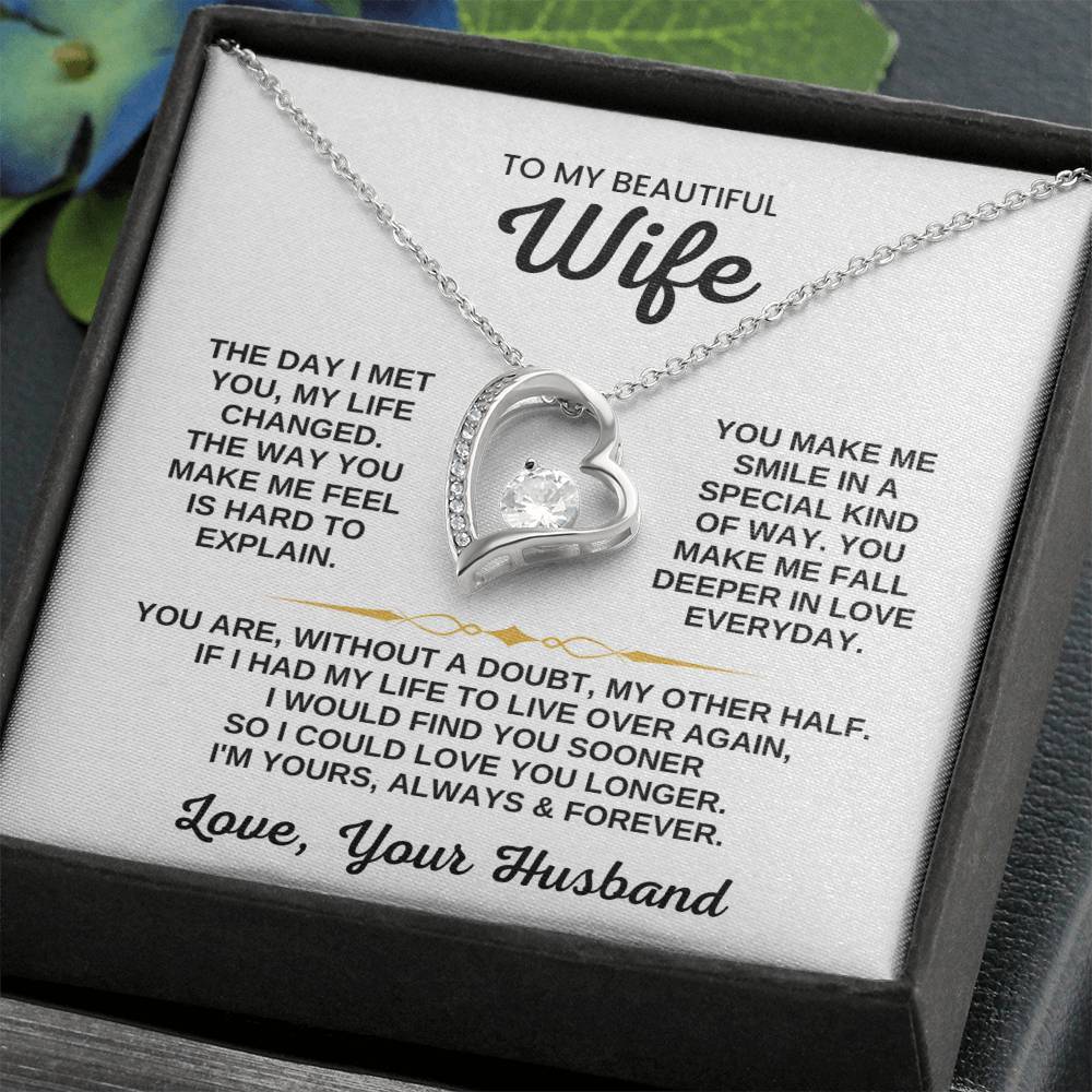 To My Beautiful Wife Necklace - Romantic Husband to Wife Jewelry for Birthday, Valentine’s Day & Special Celebrations - Forever Love Necklace