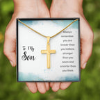 To My Son Necklace - Always Remember - Artisan Cross Necklace