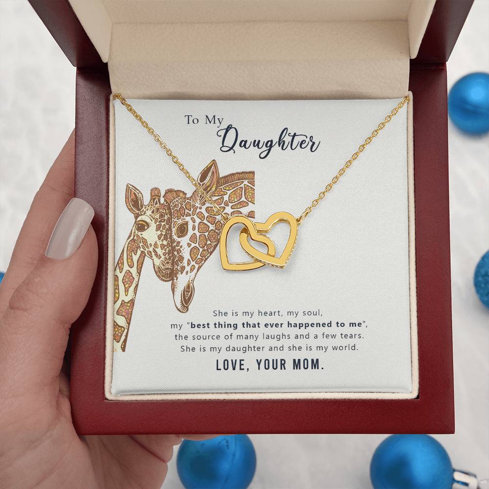 To My Daughter Necklace - Sentimental Jewelry Gift from Mom for Graduation & Life Achievements - Interlocking Hearts Necklace