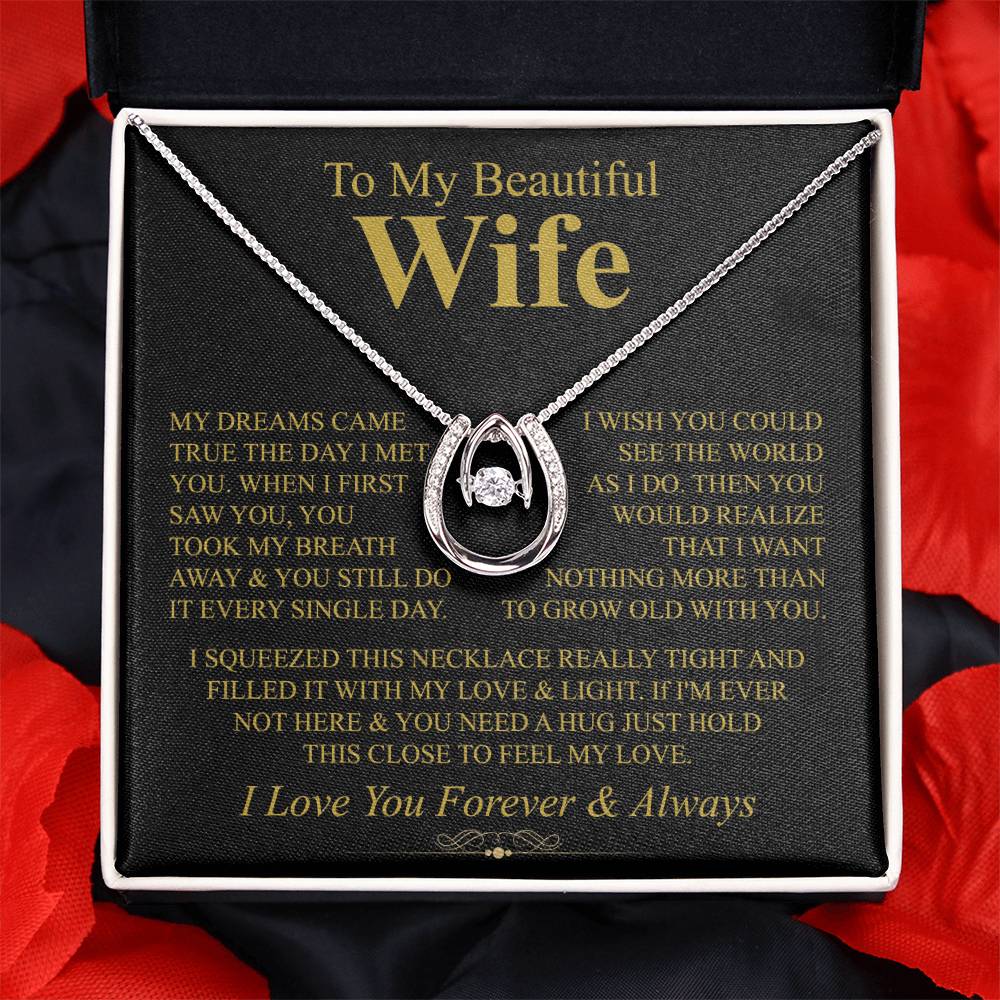 To My Wife Necklace - Emotional Love Jewelry Gift from Husband for Valentine’s Day & Birthday Happiness - Lucky In Love Necklace