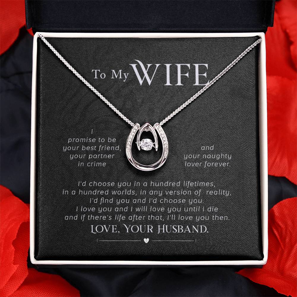 Sweet Gift for Wife from Husband - Romantic Jewelry for Everyday Love - Lucky In Love Necklace