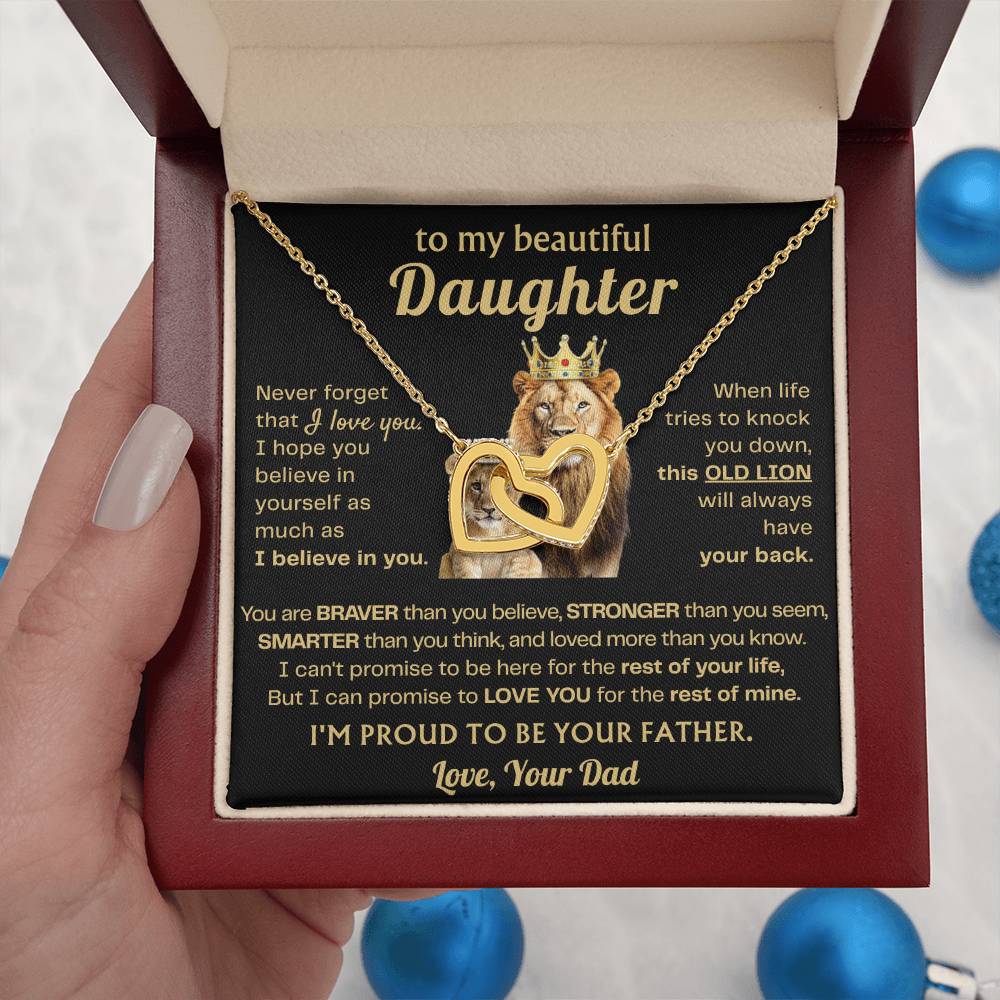 To My Daughter Necklace - Sentimental Surprise Gift from Dad - Interlocking Hearts Necklace