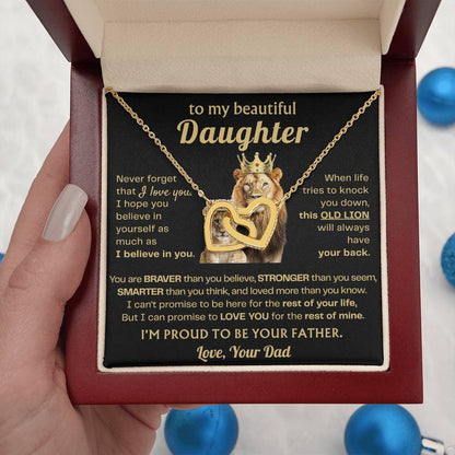 To My Daughter Necklace - Sentimental Surprise Gift from Dad - Interlocking Hearts Necklace