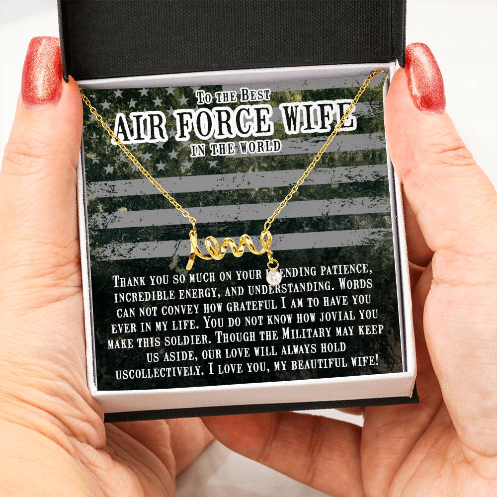 To My Air Force Wife Gift from Husband - Scripted Love Necklace
