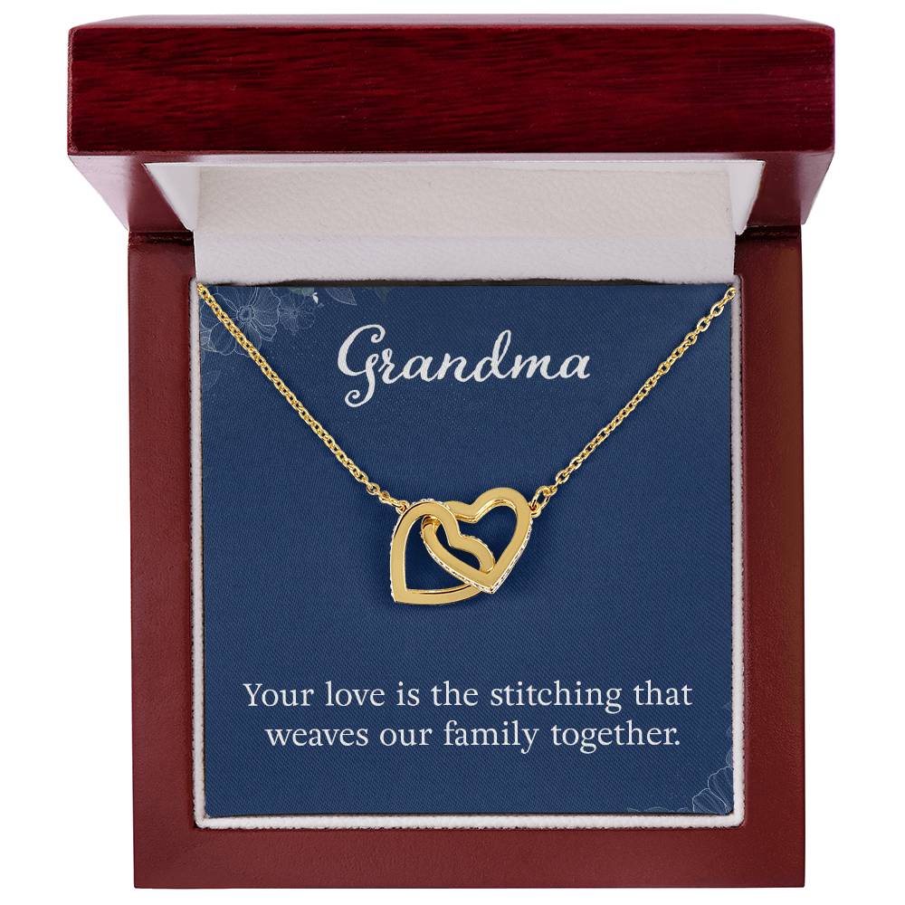 Grandma - Your love is the stitching - Gift for Grandmother - Interlocking Hearts Necklace