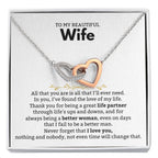 To My Wife Necklace - Loving Gift from Husband for Valentine’s Day, Birthday & Anniversary - Interlocking Hearts Necklace
