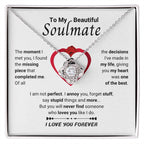 To My Beautiful Soulmate Necklace - Soulmate Gift for Her for Holiday Celebrations & Romance - Love Knot Necklace