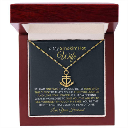 Special Gift for Smokin' Hot Wife - Romantic Jewelry from Husband for Valentine’s Day or Birthday - Anchor Pendant Necklace