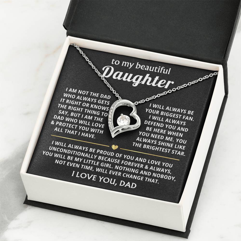 To My Daughter Necklace - Proud Dad to Daughter Jewelry for Birthday, Graduation & Special Celebrations - Forever Love Necklace