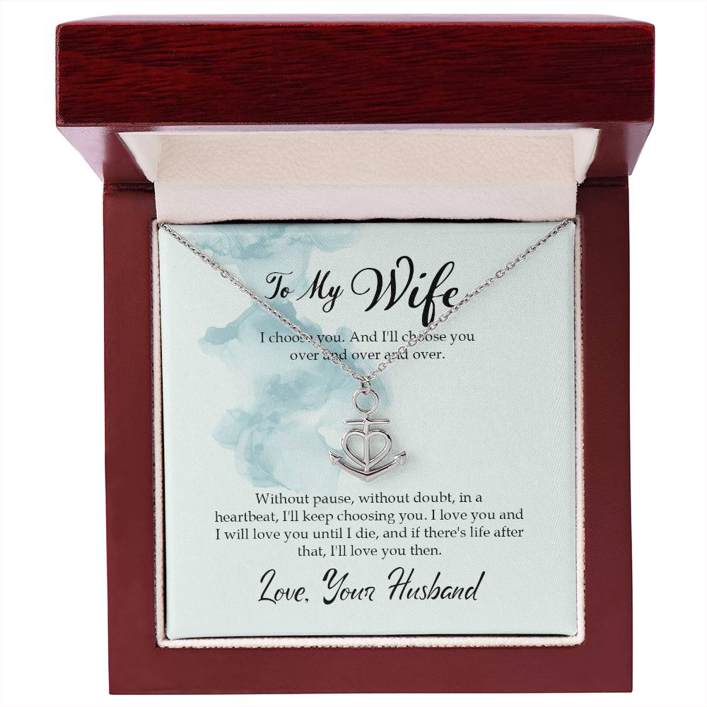 To My Wife Necklace - Husband to Wife Jewelry for Romantic Valentine’s Day, Birthday & Anniversary Gifts - Anchor Pendant Necklace
