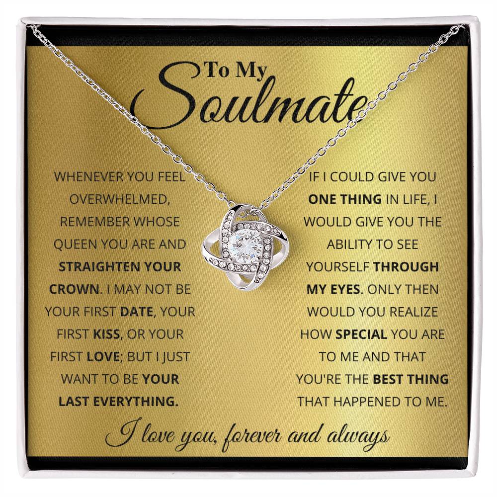To My Soulmate Necklace - Long Distance Relationship Soulmate Gift for Romantic Occasions - Love Knot Necklace