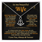 To My Beautiful Wife Necklace - Best Surprise Gift for Wife from Husband for Anniversary, Christmas & Valentine’s Day - Anchor Pendant Necklace
