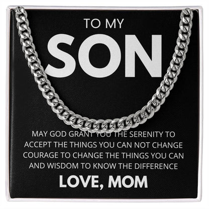 Men’s Cuban Link Necklace, Gift for Son from Mom, Fashionable Jewelry for Birthdays & Celebrations