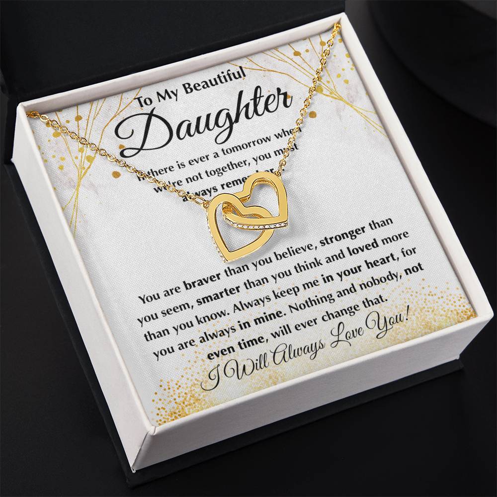 To My Daughter Necklace – Daughter Graduation & Birthday Present – Interlocking Hearts Necklace