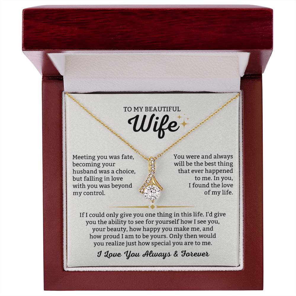 To My Beautiful Wife Necklace - Emotional Jewelry for Wife from Husband to Celebrate Love on Valentine’s Day & Beyond - Alluring Beauty Necklace