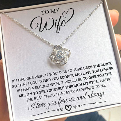 To My Wife Necklace - Sweet Emotional Gift for Wife from Husband on Birthday, Anniversary & Valentine’s Day - Love Knot Necklace