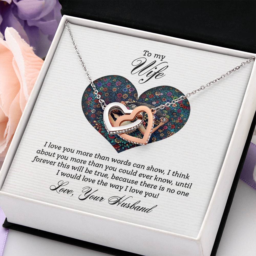 To My Wife Necklace - Sentimental Birthday Gift from Husband, Romantic Jewelry for Valentine’s Day & Holidays - Interlocking Hearts Necklace