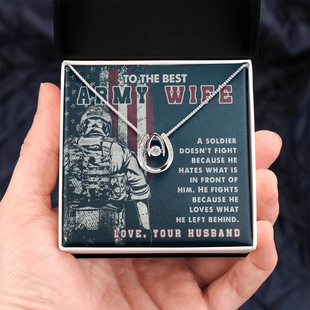 Gift for Army Wife - Heartfelt Jewelry from Husband for Birthday, Anniversary, Valentine’s Day, Christmas - Lucky In Love Necklace