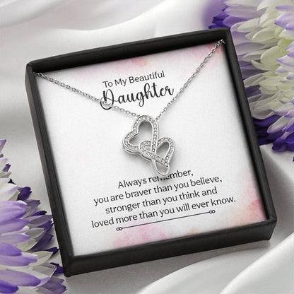 To My Daughter Necklace – Daughter Milestone Gift: Birthday Graduation – Heart-to-heart Pendant Necklace