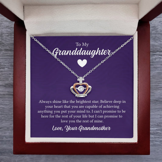 To My Granddaughter Necklace – Grandma to Granddaughter Jewelry Gift – Crown Pendant Necklace