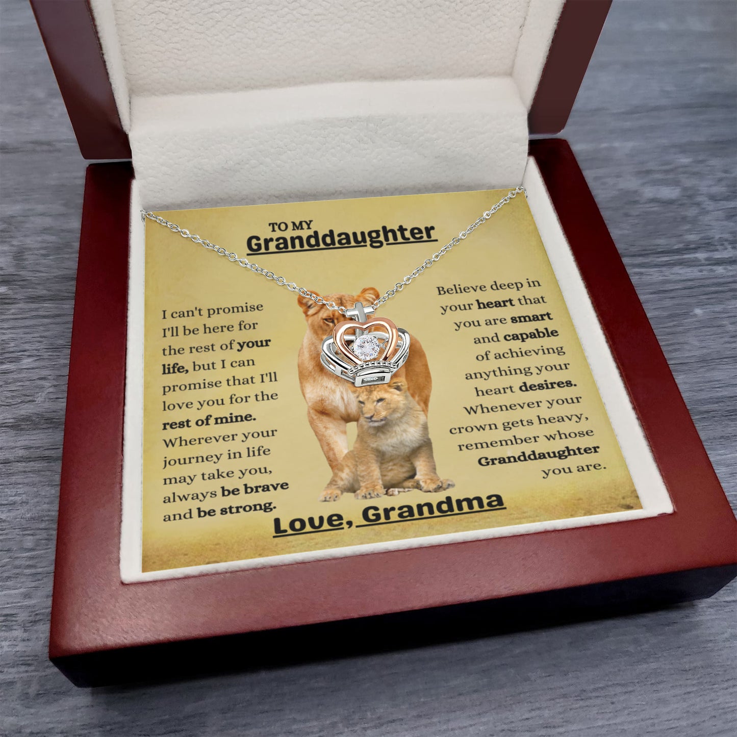 To My Granddaughter Necklace – Christmas Birthday Gift for Granddaughter from Grandma – Crown Pendant Necklace