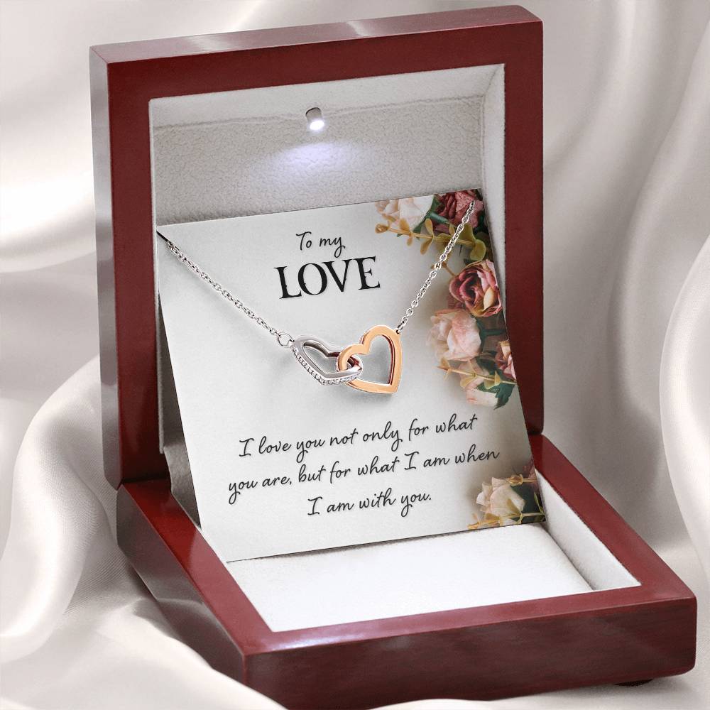 To My Love Necklace - Sweetest Gift for Wife from Husband for Valentine’s Day, Anniversary & Birthday Joy - Interlocking Hearts Necklace