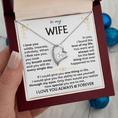Wife Heart Necklace Gift, Romantic Anniversary & Valentine’s Day Jewelry, To My Beautiful Wife
