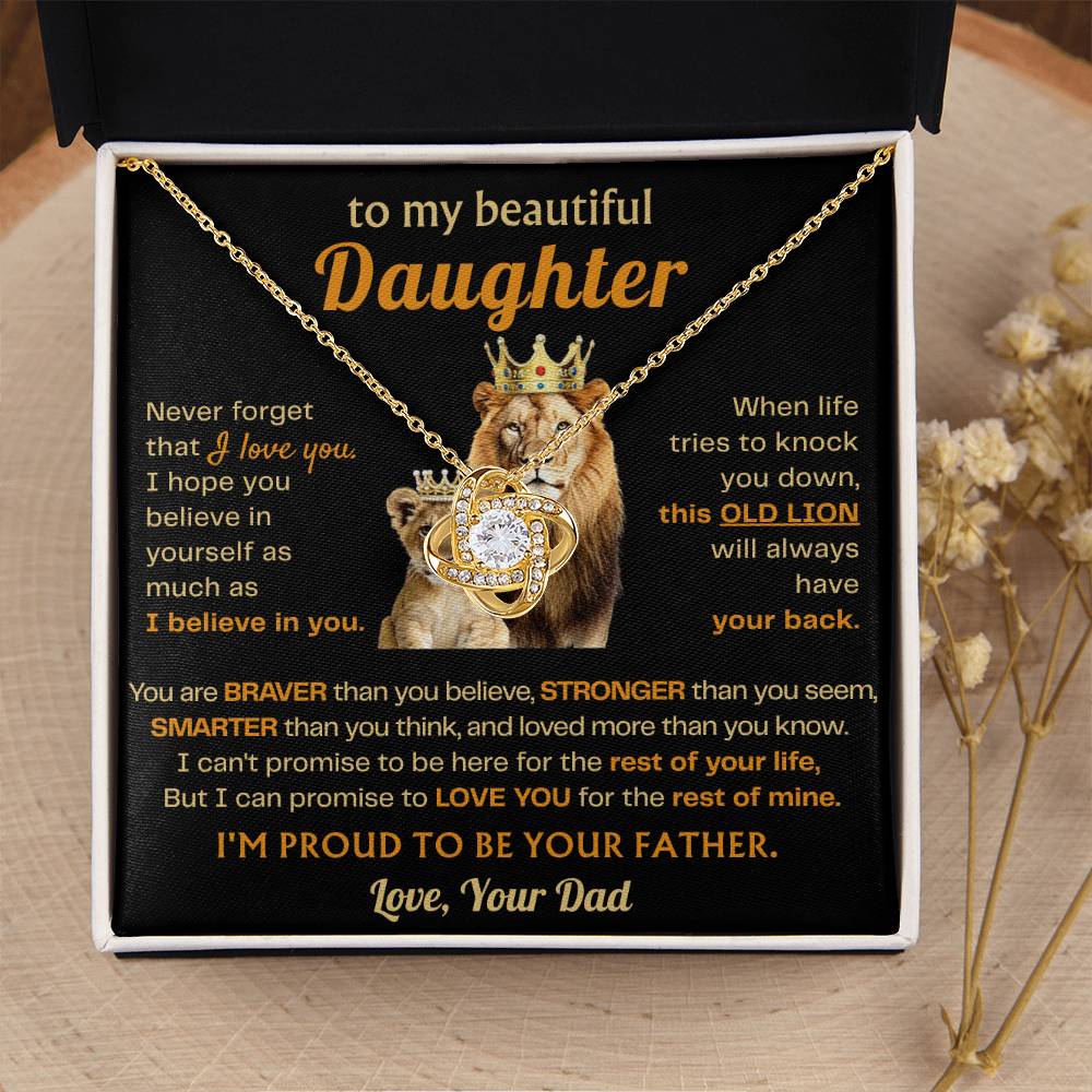 To My Daughter Necklace - Sentimental Surprise Gift from Dad - Love Knot Necklace