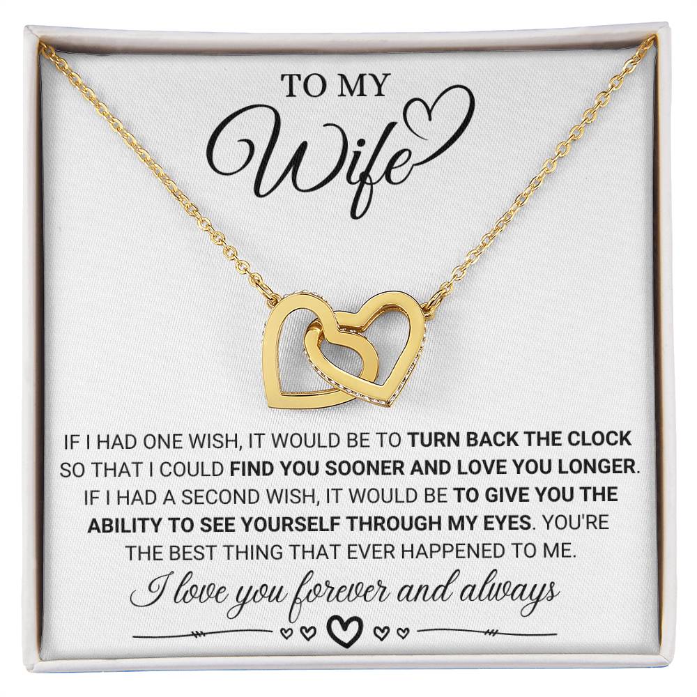 To My Wife Necklace from Husband - Sweet Anniversary Jewelry - Interlocking Hearts Necklace